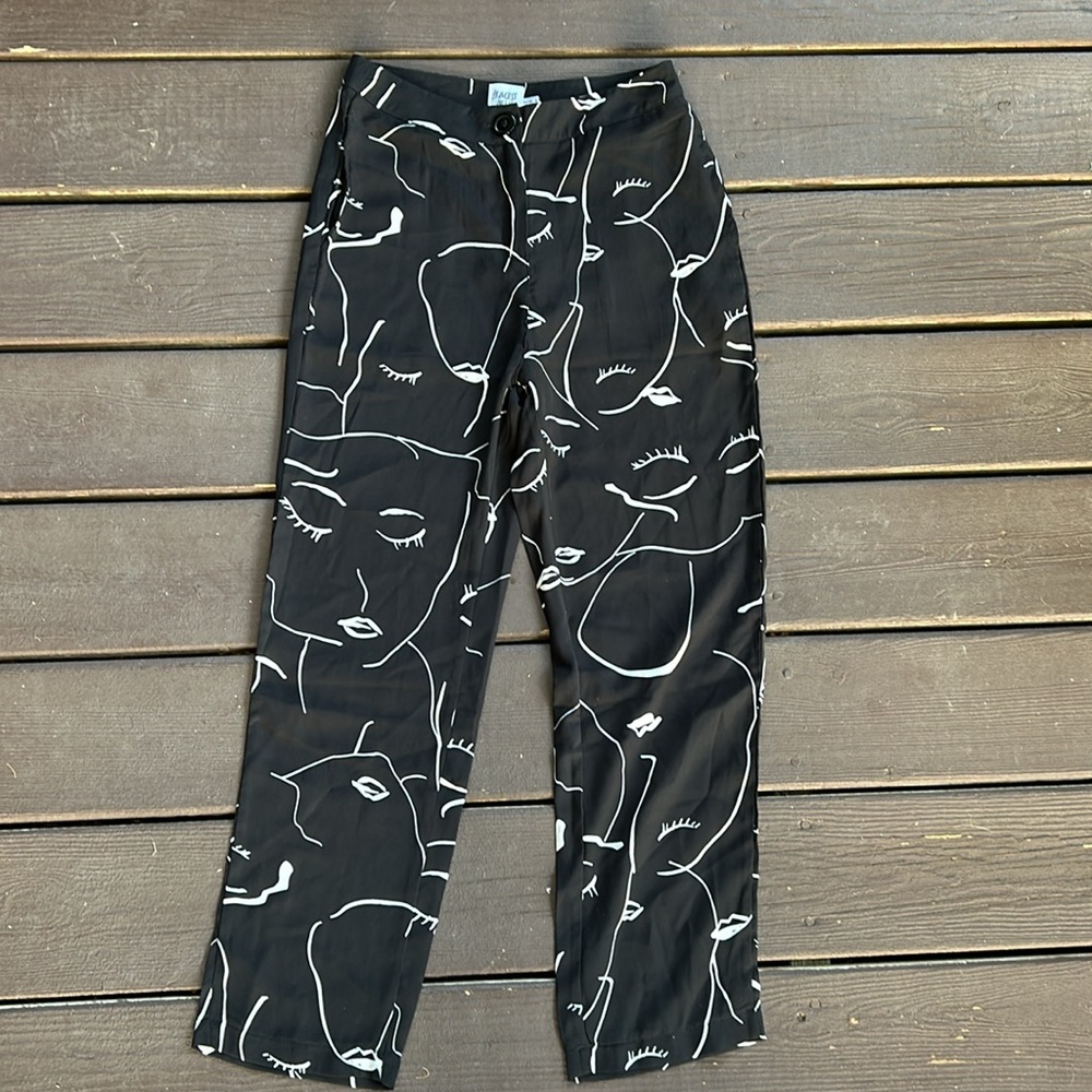Princess Polly Zavia Pants Trousers with Printed Silhouette Faces, Size 2 - Picture 7 of 12